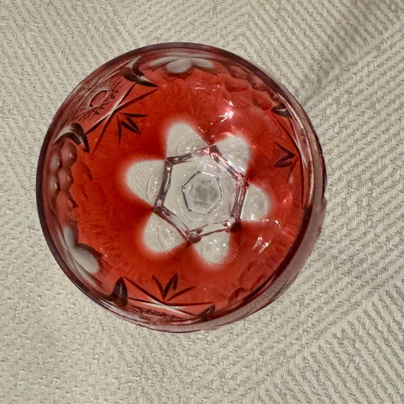 3 Nachtmann Traube Crystal Ruby Red cut-to-clear hock wine glasses - Picture 6 of 7